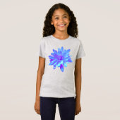 Elegante, blaue lila Blume T-Shirt (Vorne ganz)