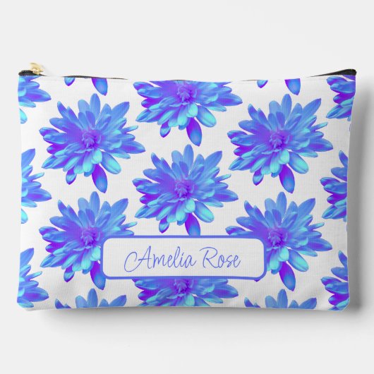 Elegante, blaue lila Blume Zubehörtasche (Vorderseite)
