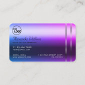 Elegante blaue Lila Farbleuchte Silber Dekoration Visitenkarte (Rückseite)