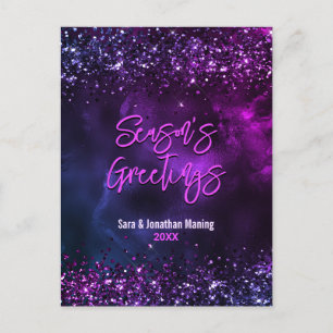 Elegante blaue lila Marmorkunst Weihnachten Postkarte