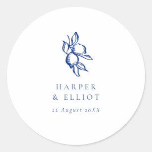 Elegante Blaue-Limonen-Hochzeitsgeschenke mit Dood Runder Aufkleber