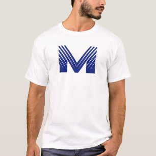 Elegante blaue Linie Buchstabe M T-Shirt