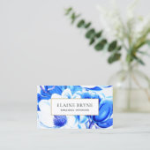 Elegante blaue Magnolia Visitenkarte (Stehend Vorderseite)