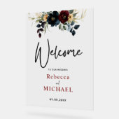 Elegante blaue marineburdische Blume heißen Hochze Acrylschild (Winkel)