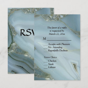 Elegante Blaue Marmor-Achat-RSVP mit Menü-Auswahl RSVP Karte