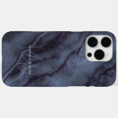 Elegante Blaue Marmor Namensinitialen Monogrammier Case-Mate iPhone Hülle (Rückseite (Horizontal))