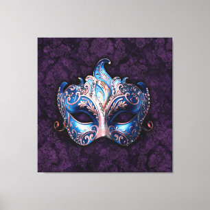 Elegante blaue Maskenballmaske Leinwanddruck