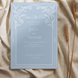 Elegante blaue minimale Save-the-Date-Karte Einladung