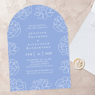Elegante blaue, minimalistische botanische Hochzei Einladung