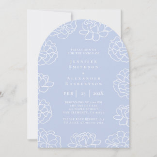Elegante blaue, minimalistische botanische Hochzei Einladung