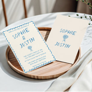 Elegante Blaue Minimalistische Handgezeichnete Hoc Einladung