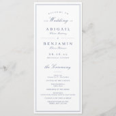 Elegante blaue minimalistische Hochzeitsprogramme Programm (Vorderseite)