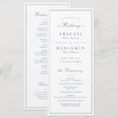 Elegante blaue minimalistische Hochzeitsprogramme Programm (Vorne/Hinten)