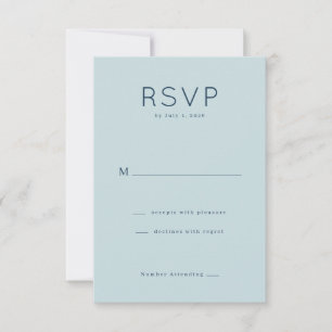 Elegante blaue minimalistische RSVP Karte