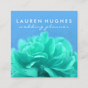 Elegante Blaue Minze Floral Quadratische Visitenkarte
