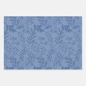 Elegante blaue monochrome rustikale Winter Botanic Geschenkpapier Set (Vorderseite 3)