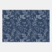 Elegante blaue monochrome rustikale Winter Botanic Geschenkpapier Set (Vorderseite 2)