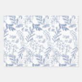 Elegante blaue monochrome rustikale Winter Botanic Geschenkpapier Set (Vorderseite)