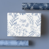 Elegante blaue monochrome rustikale Winter Botanic Geschenkpapier Set