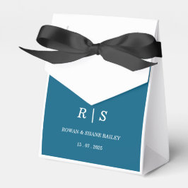 Elegante blaue Monogramm-Geschenkbox für die Hochz Geschenkschachtel