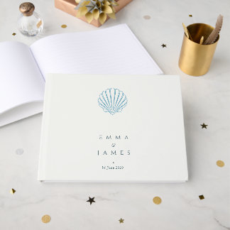 Elegante Blaue Muschel-Hochzeit Gästebuch