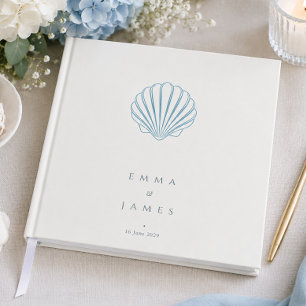 Elegante Blaue Muschel-Hochzeit Gästebuch