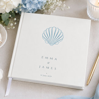 Elegante Blaue Muschel-Hochzeit Gästebuch