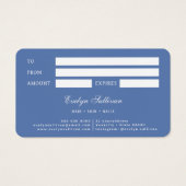 Elegante blaue Muschellogokarte (Rückseite)