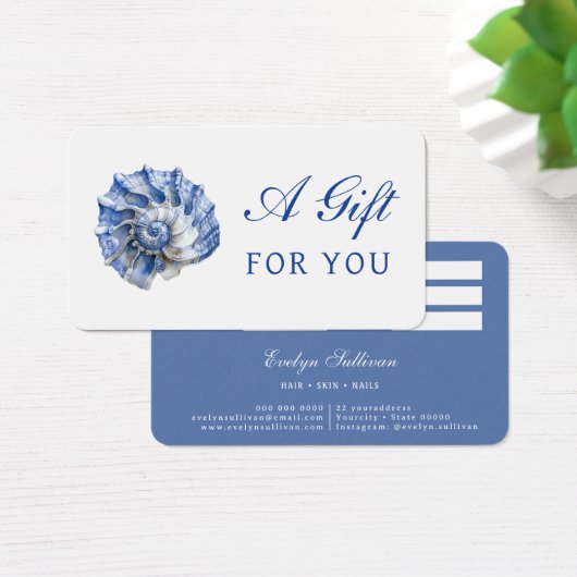 Elegante blaue Muschellogokarte (Schreibtisch)