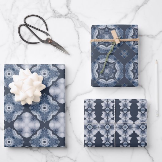 Elegante blaue Muster - Geschenkpapier-Blätter Geschenkpapier Set (Vorderseite)