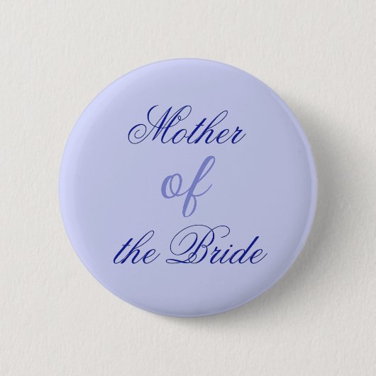 Elegante Blaue Mutter der Braut Button (Vorderseite)