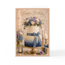 Elegante blaue Ombre-Blumen-Geburtstagstorte