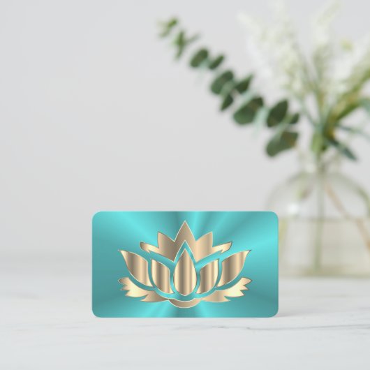 Elegante, blaue Ombre Lotus Blume Yoga Visitenkart Visitenkarte (Stehend Vorderseite)