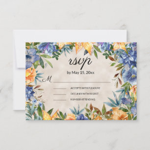 Elegante blaue orangefarbene Blumen Tigerlilien Ho RSVP Karte
