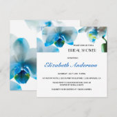 Elegante blaue Orchideen-Brautparty-Einladung Einladung (Vorne/Hinten)