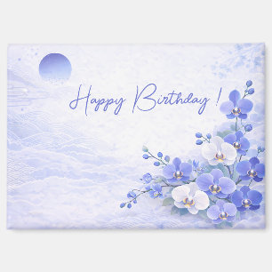 Elegante blaue Orchideen-Geburtstags Magnet