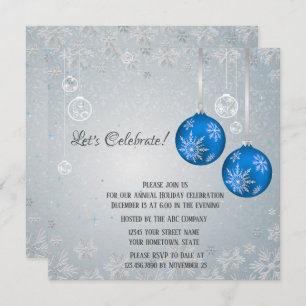 Elegante blaue Ornamente Silver Snowflakes Weihnac Einladung
