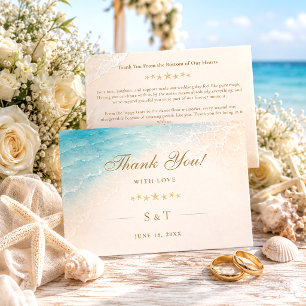 Elegante Blaue Ozean-Seesterne-Hochzeit Dankeskarte