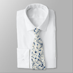 Elegante blaue Paisley-Blätter - Weißer Hintergrun Krawatte