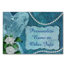 Elegante Blaue Perlen & Spitzen Personalisiert