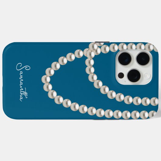 Elegante blaue Perlenhalskette Case-Mate iPhone Hülle (Rückseite (Horizontal))