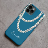 Elegante blaue Perlenhalskette Case-Mate iPhone Hülle