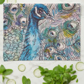 Elegante Blaue Pfaue Watercolor Schürze Geschirrtuch (Gefaltet)