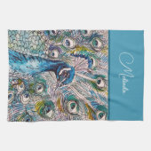 Elegante Blaue Pfaue Watercolor Schürze Geschirrtuch (Horizontal)