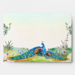 Elegante Blaue Pfauen-Blumen-Botanische Hochzeit