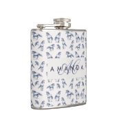 Elegante Blaue Pferde Mit Monogramm Erstgeschenke Flachmann (Rechts)