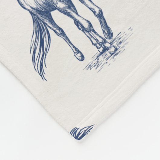 Elegante Blaue Pferde Mit Monogramm Erstgeschenke Fleecedecke (Ecke)