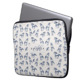 Elegante Blaue Pferde Mit Monogramm Erstgeschenke Laptopschutzhülle (Vorderseite Links)