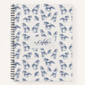 Elegante Blaue Pferde Mit Monogramm Erstgeschenke Notizblock (Vorderseite)