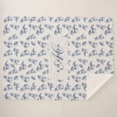Elegante Blaue Pferde Mit Monogramm Erstgeschenke Sherpadecke (Vorderseite (Horizontal))